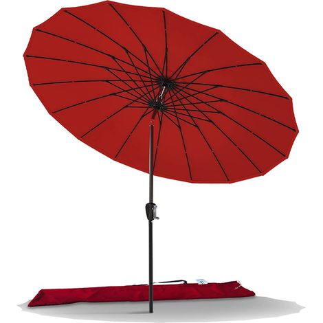 Parasol de Jardin Parasol Inclinable 270cm avec 18 Baleines Toile Protection UV pour Balcon Patio Terrasse Exterieur Rouge (1/5)