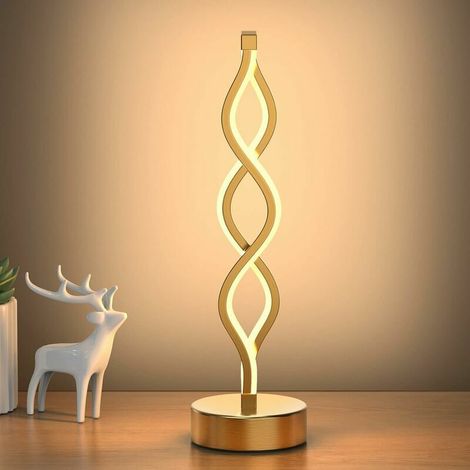 Lampe de table LED en spirale Infinity noire, lampe métallique de chevet dimmable avec contrôle tactile, 3 températures de couleur, hauteur 40 cm, lampe décorative pour salon et maison (doré) (1/5)
