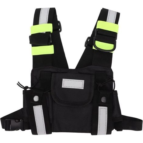 Harnais Universel de Radio de Poitrine, Gilet D'étui de Poche Avant Réfléchissant Vert pour Talkie-walkie Radio Bidirectionnel, pour Baofeng, pour Kenwood, pour Motorola, pour TYT, Etc.,de DEBUNS (1/5)