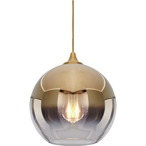 Suspension Luminaire - Verre - Boule - Finition Laiton Poli - 20CM - Style Scandinave Moderne (1/4)