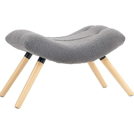 Tabouret d'appoint 67 x 45 x 38 cm en tissu Berber, avec pieds en bois, gris foncé OKMYHOME (1/5)
