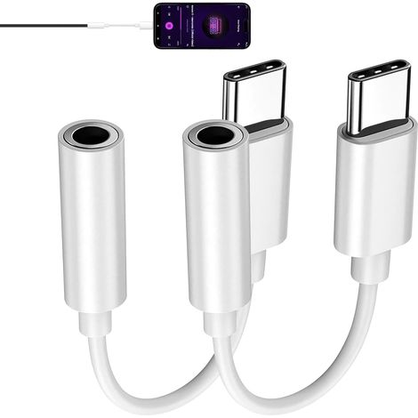 2 Pièce Adaptateur USB C Vers Jack 3,5mm, Convertisseur Audio Pour Smartphone Et Tablette