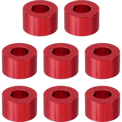 Entretoise en Aluminium, 8 Pcs Métal Entretoises Aluminium 8,2mm ID x 16mm OD x 10mm L Vis d'Espacement en Aluminium Ronde pour 1/3" ou M8 Boulons à Vis, Rouge (1/5)