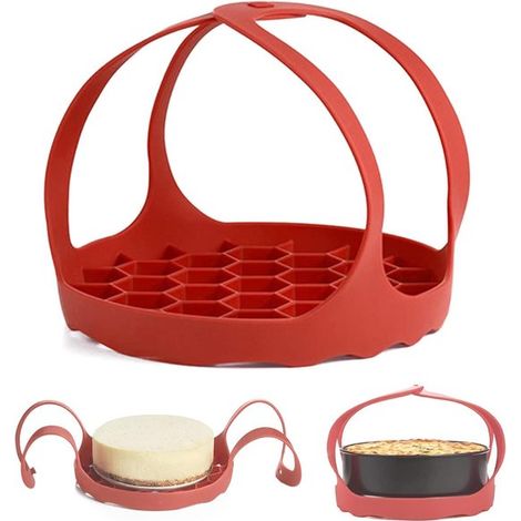Inovra Plus - Tracolla in silicone per vaporiera - Tracolla portatile antiaderente in silicone per vaporiera - Accessori da cucina per pentola a pressione (rosso) - Resistente al calore - 1 pezzo (1/5)