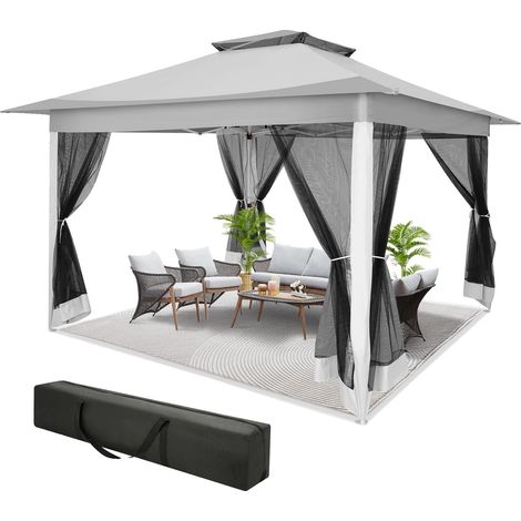 Cenador plegable, protección UV, gris claro (1/2)