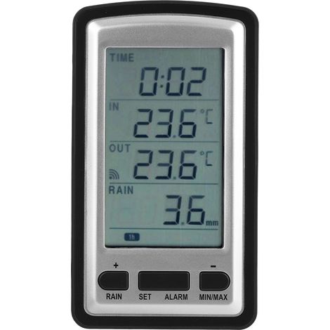 Pluviomètre sans fil pour maison, récepteur et capteur de pluie, livré sans piles (1/5)