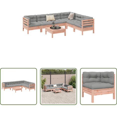 Canapé d'angle - Salon de jardin 7 pcs et coussins bois massif sapin de douglas (1/5)