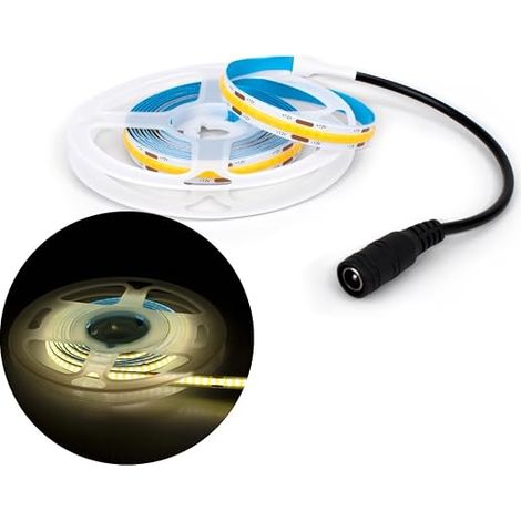 1M COB LED Strip Light, 8mm Width 12V 4000K 320LEDs/m Light Strip with DC Connector (1/5)