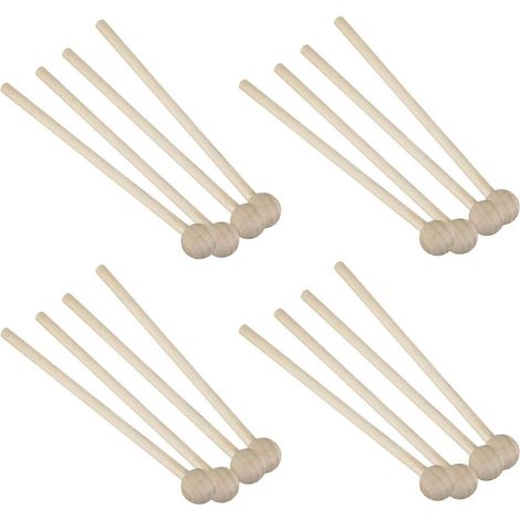 Lot de 8 paires de maillets en bois pour percussions (carillon, xylophone, bloc de bois, glockenspiel et cloches). (1/5)