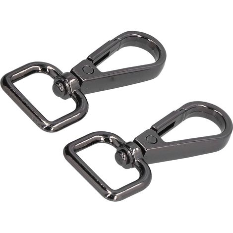 Lot de 20 fermoirs mousquetons en métal noir avec anneau en D rotatif, pour la création de sacs à main, hamacs et porte-clés. (1/5)