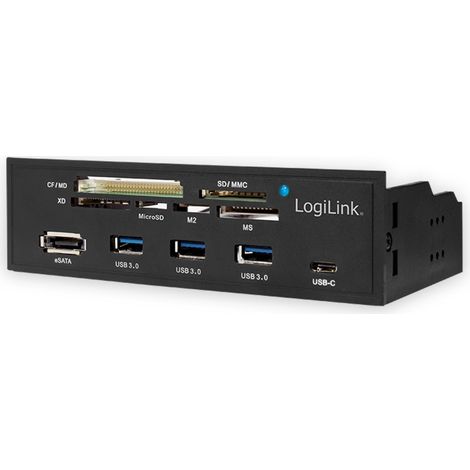 LOGILINK Concentrateur USB 3.0 encastré UA0341 avec lecteur de cartes, 5,25" (1/2)