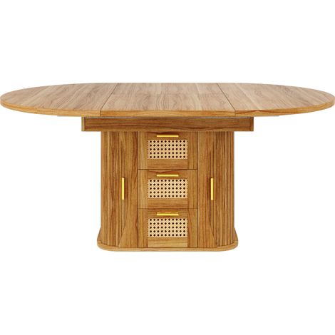 Tavolo da pranzo allungabile con spazio contenitore, 118-158 cm, MDF effetto legno, marrone (1/5)
