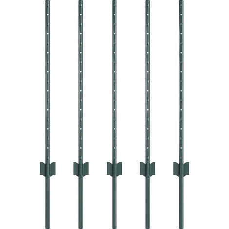Poteaux de clôture 5 pcs U-Channel vert 80 cm Acier CFW4914867 (1/5)