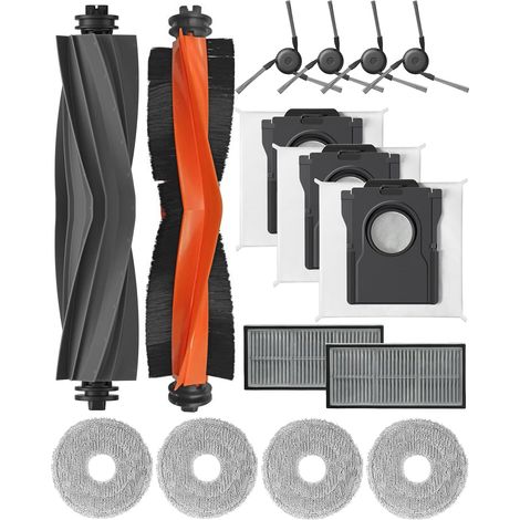 Kit de repuestos para aspiradoras robot Dreame X40 PRO/X40 Ultra/L40 Ultra, 15 piezas (2 cepillos principales + 4 cepillos laterales + 2 filtros + 4 almohadillas de mopa + 3 bolsas de polvo). (1/5)
