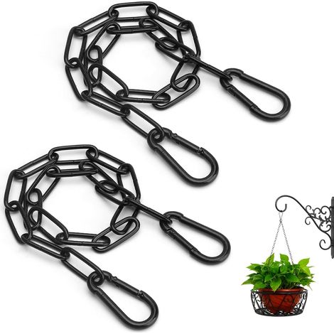 Noir Chaîne en Acier Inoxydable 2 PCS,Chaîne en Acier Inoxydable avec Mousqueton Chaînes Métallique de 0.5m à Suspendre pour Portails de Clôture,Jardin,Portails de Cage pour Animaux Domestiques (1/5)