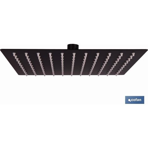 Cabezal de ducha cuadrado orientable extrafino antical 24,5x24,5cm fabricado en acero inoxidable color negro mate (1/4)