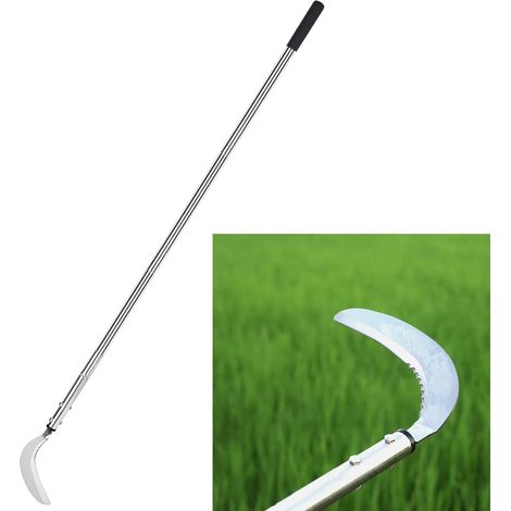 Faucille de désherbage, Faucille d'herbe en Acier avec Lame dentelée à Double Tranchant, Fouet à Gazon télescopique, Faucille d'herbe Debout, Outil de Jardin léger à Long Manche pour Jardin (1/5)