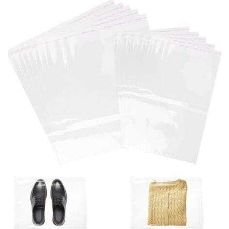 Cellophane Transparent 100 Pièces, Sacs Auto-adhésifs Plastique OPP Sachet pour Biscuits, Bonbons, Noix, Bijoux (30 x 46 cm + 23 x 30 cm) (1/5)