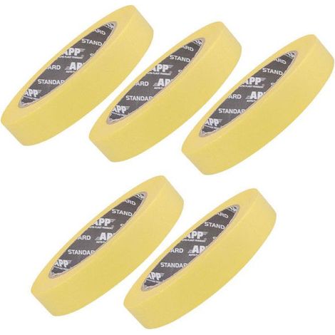 5 rubans de masquage - Peinture, vernis, rénovation - Jaune - 45x18mm - APP (1/5)