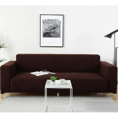 Elastischer Sofabezug - geeignet für Familien mit Kindern und Haustieren - kaffeefarben, passend für Sofas von 90 bis 140 cm. (1/5)