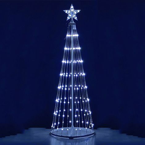 Albero di Natale cm 150 bianco freddo alimentato con pannello solare o corrente con 170 Luci Micro LED esterno o interno (1/4)