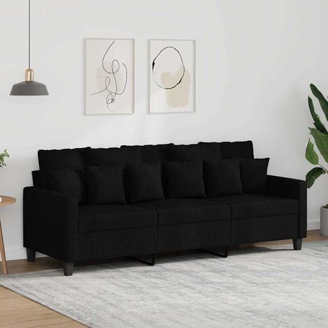 3-Sitzer-Sofa Schwarz 180 cm Stoff