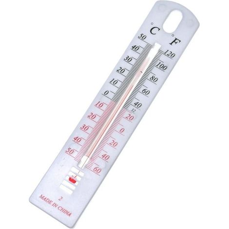 1 thermomètre mural, mesure température intérieure et extérieure, affichage digital, plage -40 à 50°C, plastique blanc (1/5)