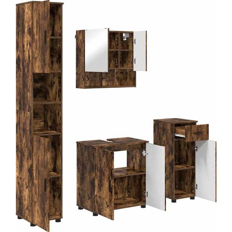 Maison Exclusive - Sada koupelnového nábytku 4 ks Kouřový dub 61 x 35 x 64 cm (1/5)