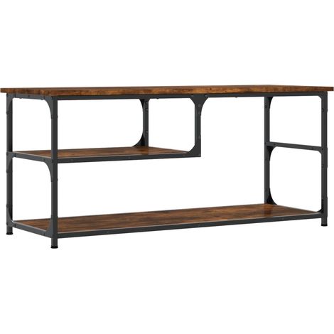Mobile TV multimediale scaffale per televisione televisore buffet sala da pranzo soggiorno camera da letto rovere affumicato 103 x 38 x 46,5 cm derivati del legno e acciaio marrone 020027309