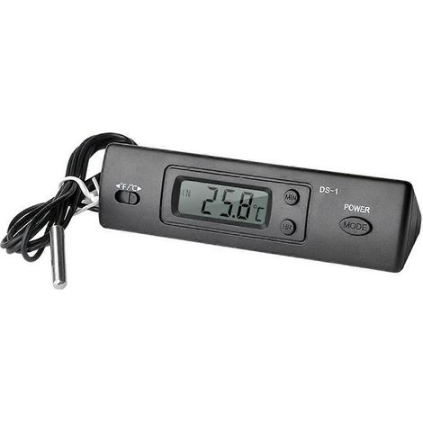 -1 Thermomètre de voiture avec écran LCD, horloge °C/°F, capteur de température, thermostat intérieur/extérieur (1/5)