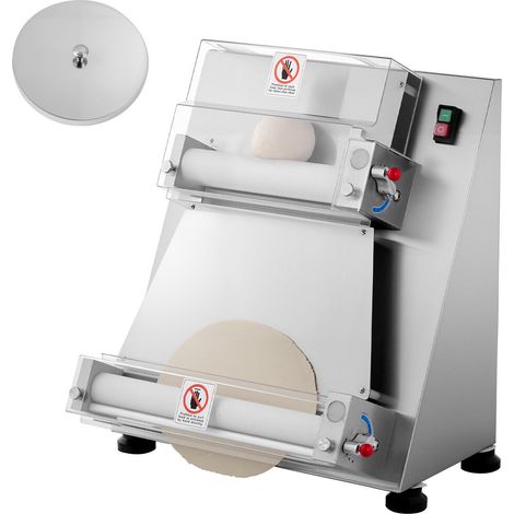 Laminoir à pâte à pizza semi-automatique, 3-16 pouces, acier inoxydable, électrique 390W, 260 pièces/heure, épaisseur réglable, avec couvercle. (1/5)