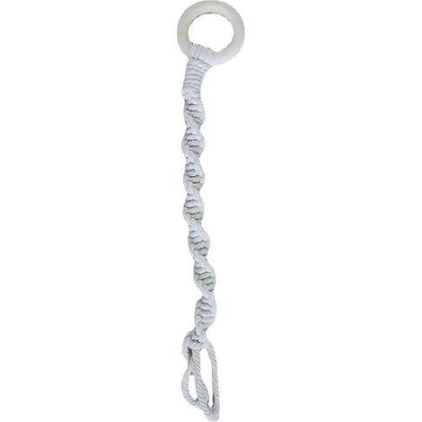 Suspension en macramé avec corde coton et lin, fixation bois, tressée texturée pour balcon, jardin
