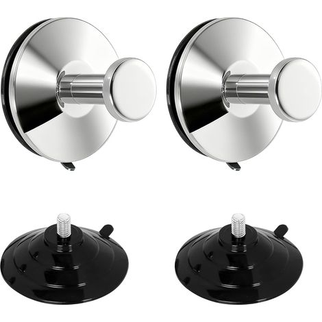 Crochet Ventouse Puissante Salle de Bain, Crochet Muraux sans Perçage Robuste Patère Murale en 304 Acier Inoxydable et Premium PVC, Chrome Poli, 2 Pcs, EGKN23001Y-XP-C-2P