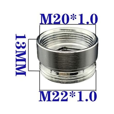 Edelstahlarmatur mit M22- bis M20-Gewinde, Innengewinde M20