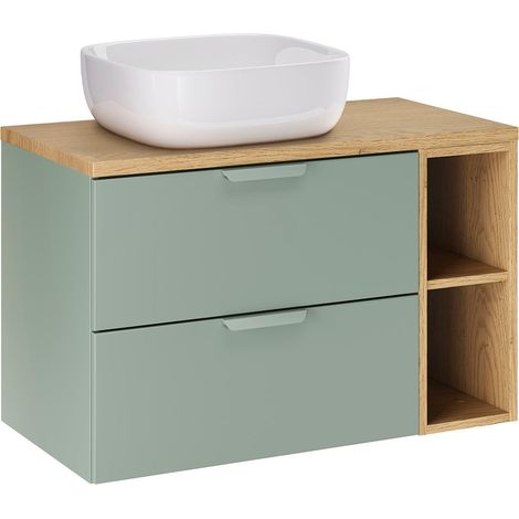 Mobile bagno con lavabo Oria verde 80cm (1/5)
