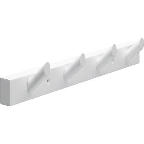 Hettich Hakenleiste Buche 400 x 65 x 60 mm mit 4 Haken weiß Garderobenhaken