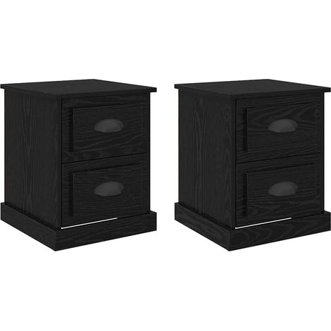 Maison Exclusive - Armadio da Notte 2 pcs Rovere Nero 39 x 39 x 47.5 cm