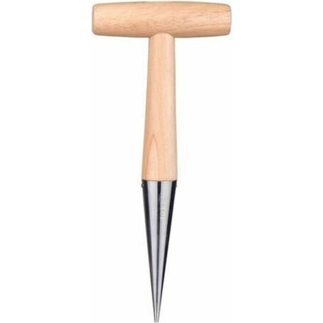 Bulb planter with steel tip, 28 cm - Hand planter with solid wooden handle - LO-Ron gardening tool (1/5)