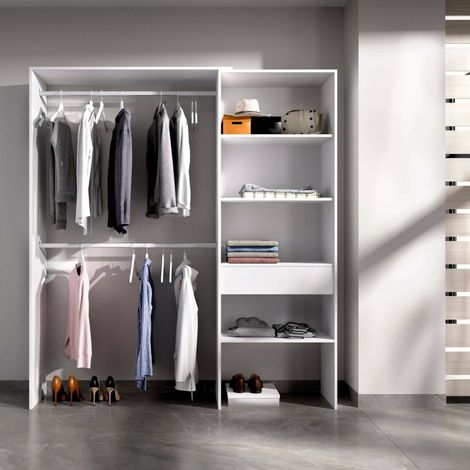 Dmora - Armario Dgarut, Estructura para vestidor, Perchero abierto, 160x40h187 cm, Blanco (1/4)