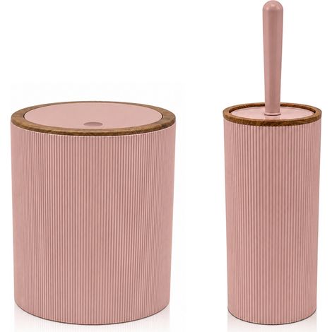 Set accessori bagno con porta scopino e pattumiera 5lt rosa cipria Blob (1/5)