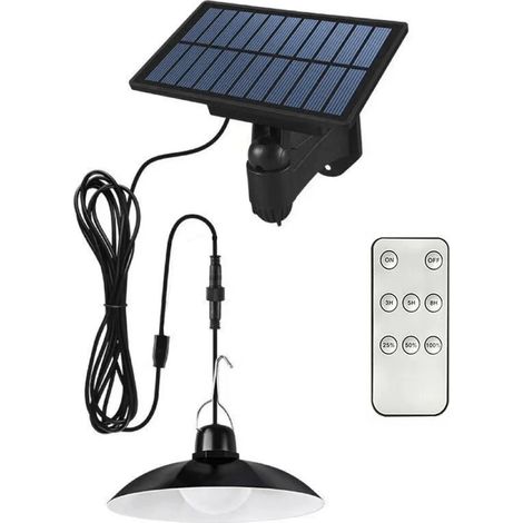 (Lumière blanche - avec télécommande A) Suspension solaire étanche IP65, lampe LED solaire avec télécommande, lustre pour camping, jardin et extérieur. (1/5)