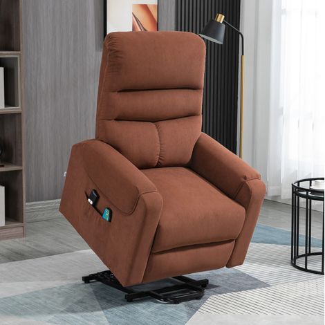 Poltrona elevabile elettrica con massaggio e calore in poliestere marrone chiaro 83 x 93 x 110 cm (1/5)