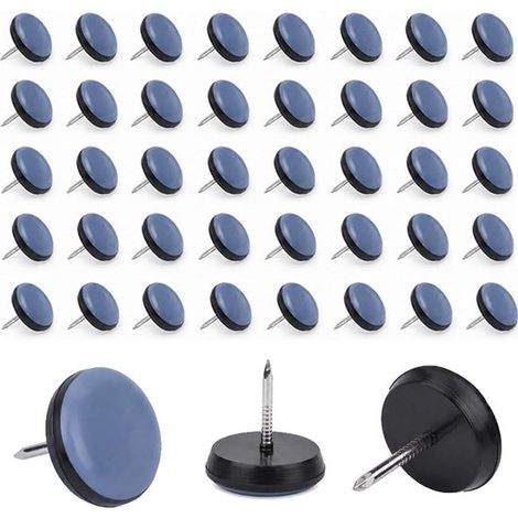 40 patins ronds de 22 mm avec clous pour meubles Patins en PTFE avec clous antirouille pour déplacer facilement chaises et meubles et protéger vos sols (1/5)