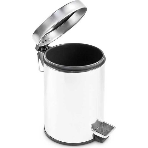 Pattumiera 5 Litri con Pedale Antiscivolo Secchio Interno con Maniglia Cromato (1/5)