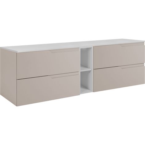 Set di mobili da bagno sotto lavabo, Beige / bianco, 180 (2 x 80 + 20) x 46 x 58 cm