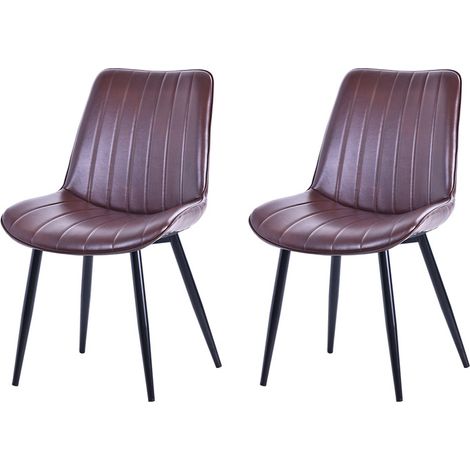 Chaises salle Ă manger brun Similicuir 53x88 cm set de 2 HOMAVO (1/5)