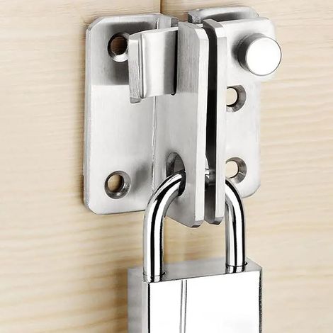 Verrou Porte Loquet Serrure Porte Coulissante Serrure Verrou Portail de sécurité de Fermeture Porte pour armoire de grange, de bain, garage, fenêtre, ouverture à droite Argenté, S: 40 x 45 (1/5)