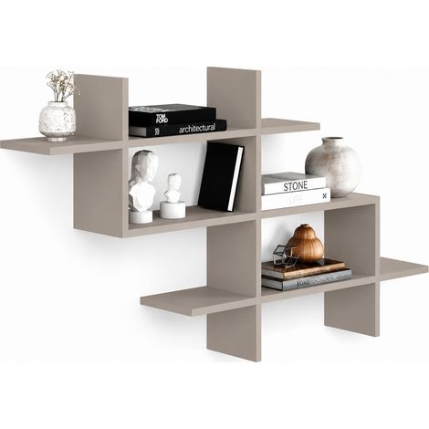 Mensola Libreria 3 Ripiani Geometrica Salvaspazio 150x82x22 cm Grigio Chiaro (1/5)