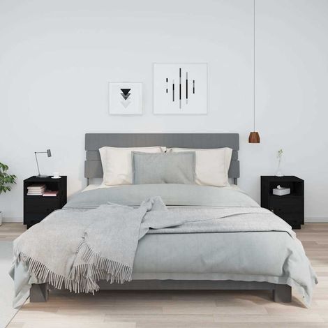 vidaXL Bedside Cabinets 2 pcs Black 40x34x55 cm Solid Wood Pine (1/5)