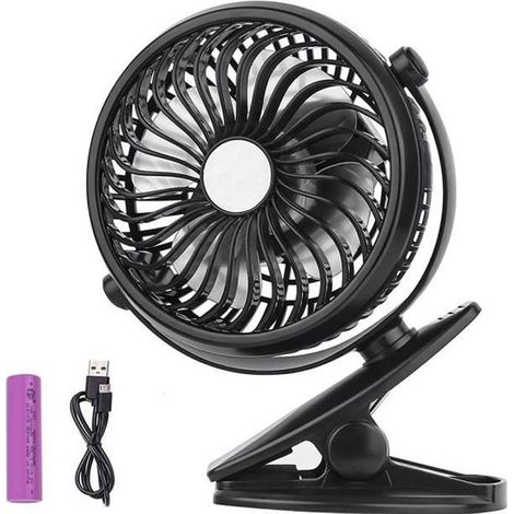Ventilateur À Pince - USB Rechargeable - Rotation 360° - Maison Bureau Voiture - Vert